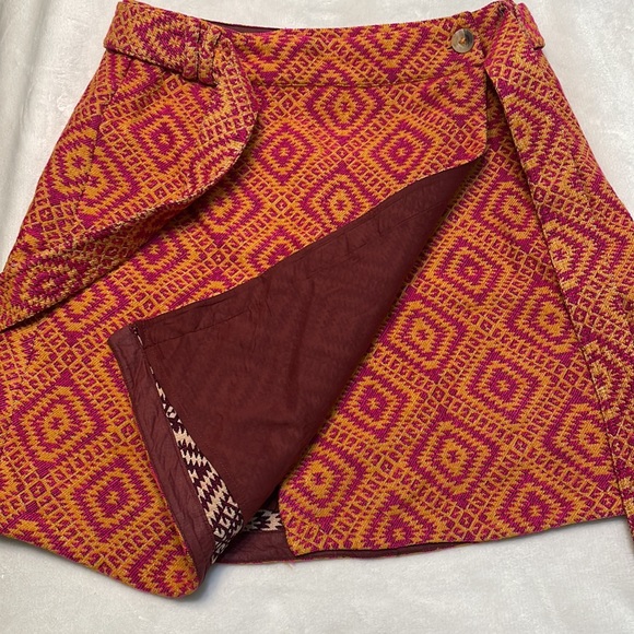 Anthropologie Structured Knit Tapestry Mini Wrap Skirt - Picture 4 of 8